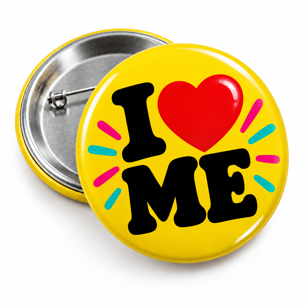 I LOVE (heart) ME Pin Button 2.25-inch