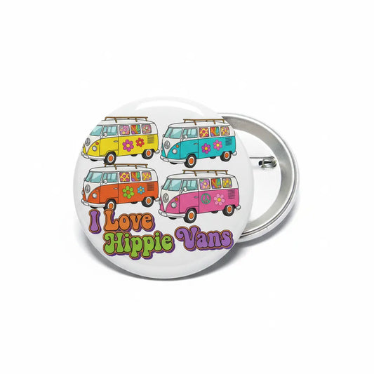 I Love Hippie Vans Pinback 2.25-inch