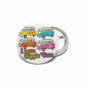 Round pinback button with hippie van illustration and 'I Love Hippie Vans' text