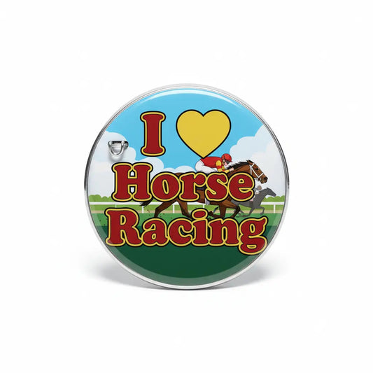 I Love Horse Racing Pinback 2.25-inch - My Pinbacks