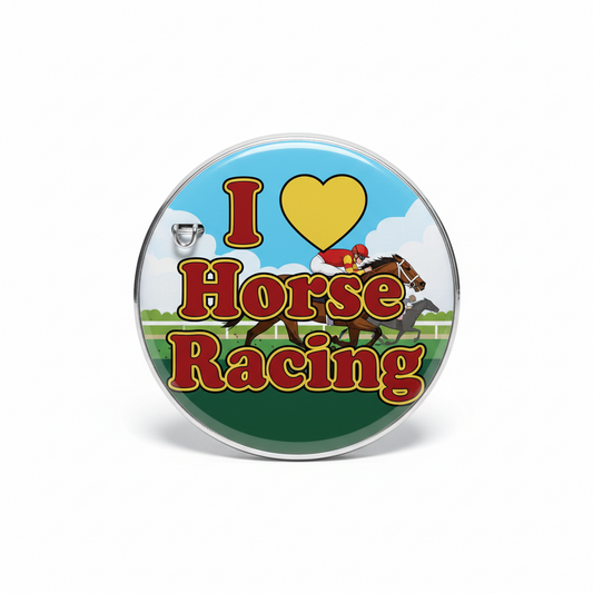 I Love Horse Racing Pinback 2.25-inch