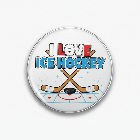I Love Ice Hockey Pinback 2.25-inch mypinbacks.com