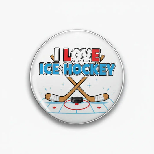 I Love Ice Hockey Pinback 2.25-inch - My Pinbacks