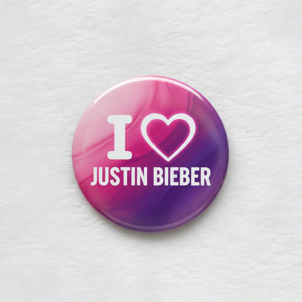 I Love Justin Bieber Pinback 2.25-inch