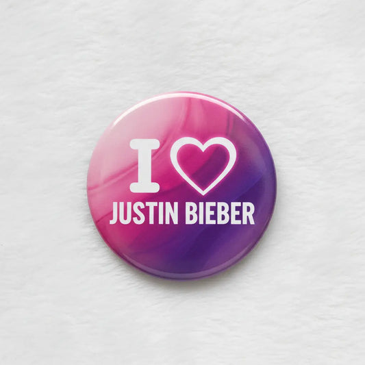 I Love Justin Bieber Pinback 2.25-inch
