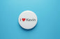2.25-inch round white pinback button with 'I ♥ Kevin'