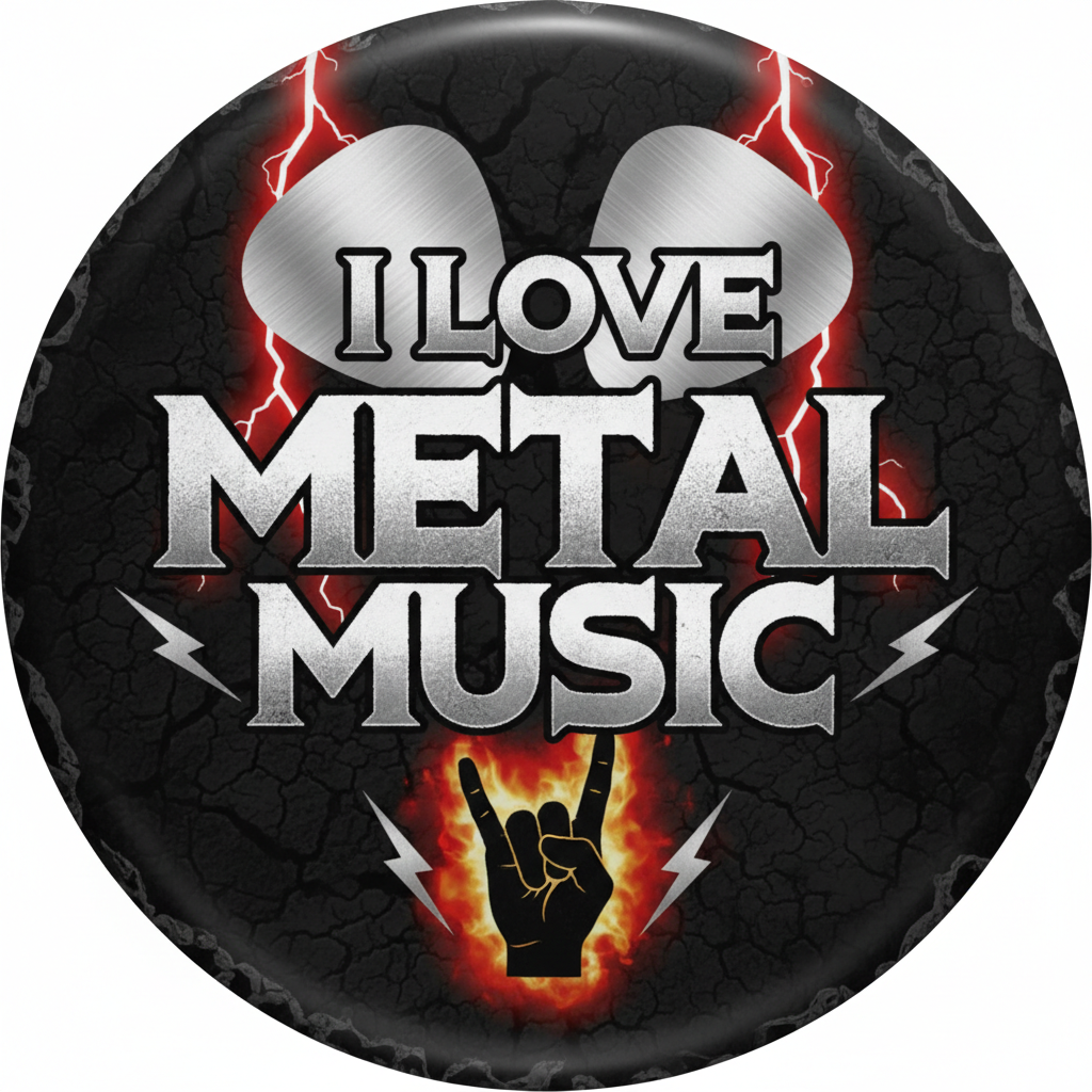 I Love Metal Music Pinback 2.25-inch
