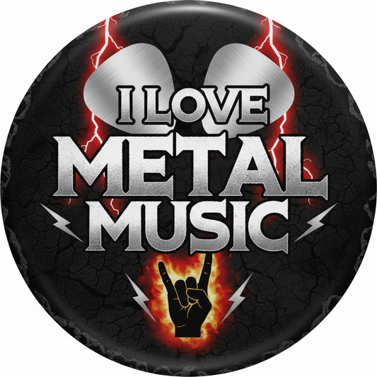 I Love Metal Music Pinback 2.25-inch