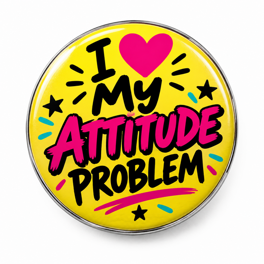 I Love my Attitude Problem Pin Button 2.25-inch