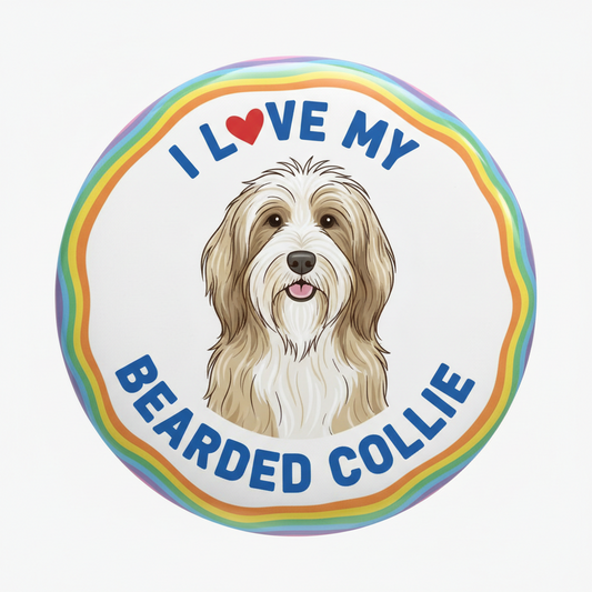 Bearded Collie Pinback 1.25-inch