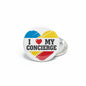 2.25-inch pinback button: I ♥ My Concierge text, multicolor heart design