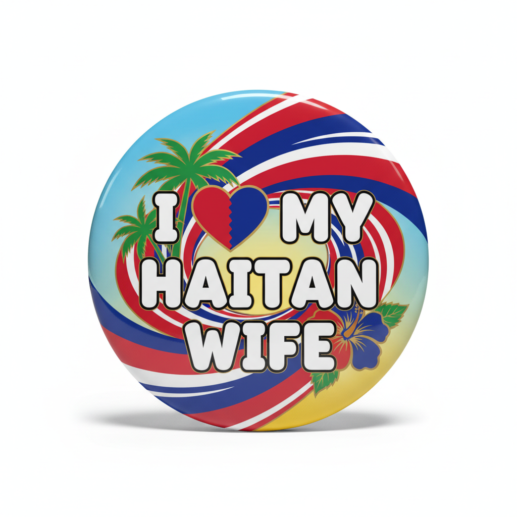 I love my Haitian Wife Haiti Pinback 2.25-inch
