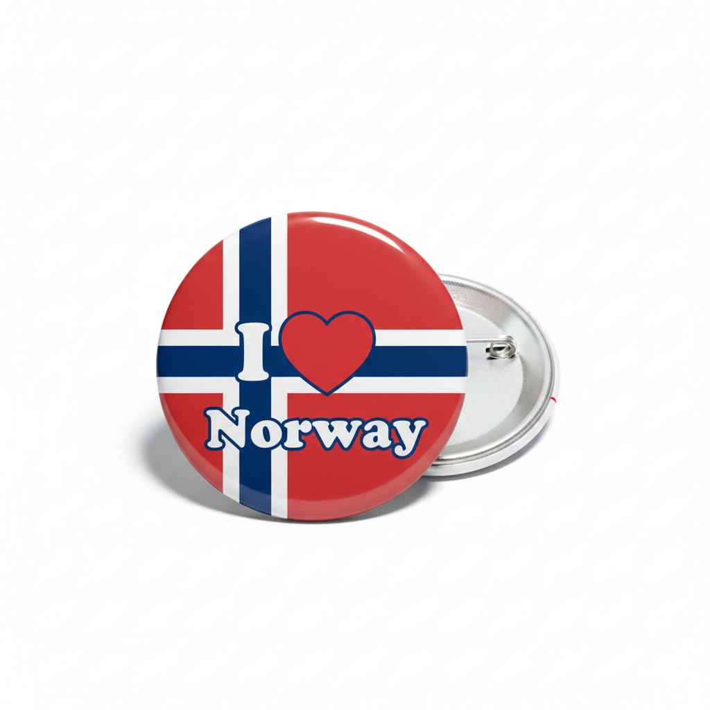 I Love Norway Flag Pinback 2.25-inch