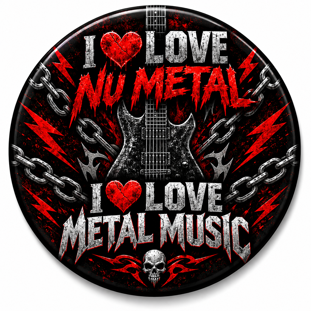I Love Nu Metal I Love Metal Music Pin Button 2.25-inch
