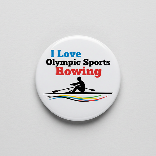 I Love Olympic Sports Rowing Pinback 2.25-inch