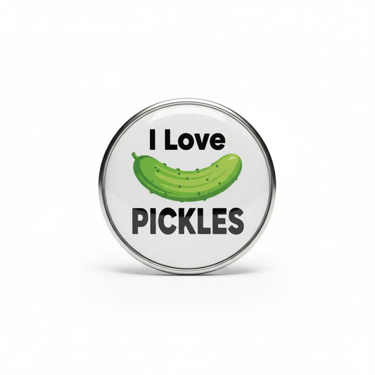 I Love Pickles Pinback 2.25-inch ~ White