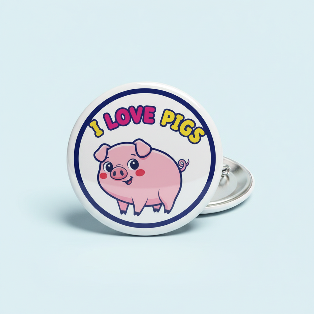 I LOVE PIGS Pinback 2.25-inch