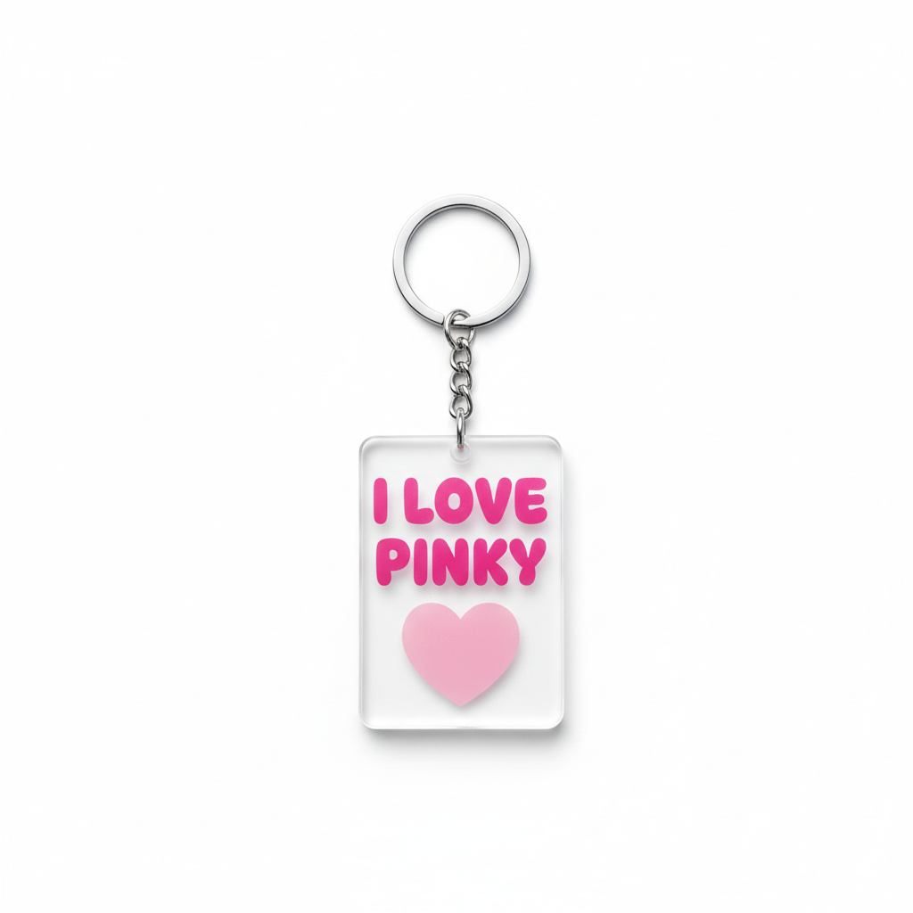 I Love Pinky Acrylic Keychain 2-inch x 1-inch