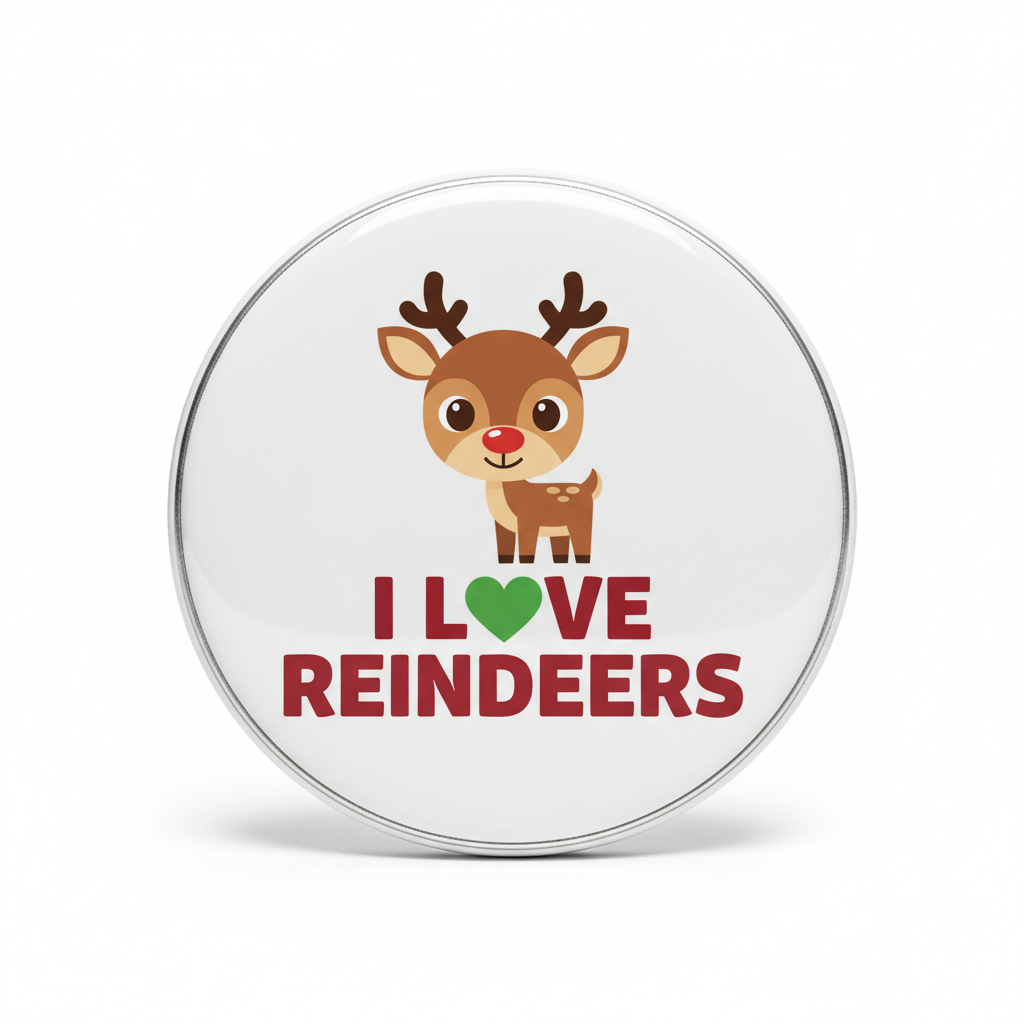 I Love Reindeers Pinback 2.25-inch