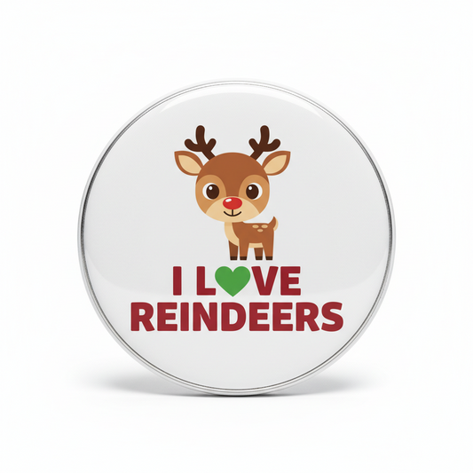 I Love Reindeers Pinback 2.25-inch