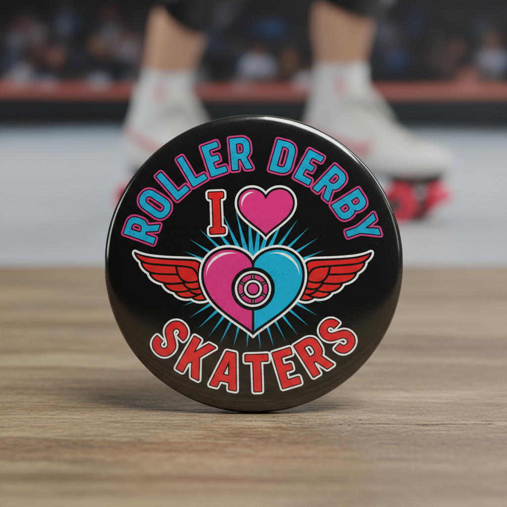 I Love Roller Derby Skaters V2 Pinback 2.25-inch