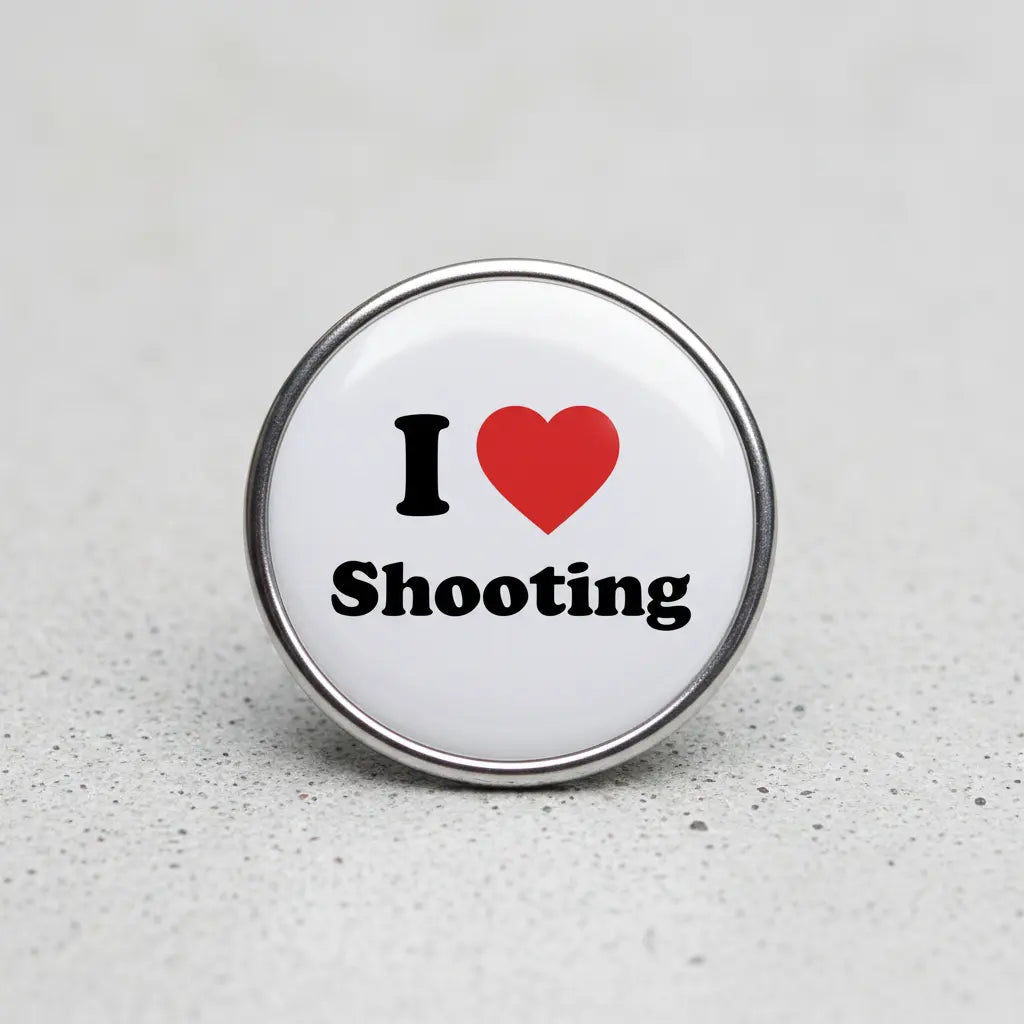 I Love Shooting Pin Button 2.25-inch - mypinbacks.com
