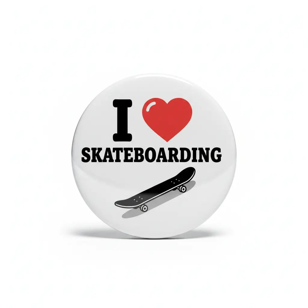 I Love Skateboarding Pin Button 2.25-inch - mypinbacks.com