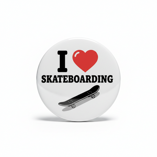 I Love Skateboarding Pinback 2.25-inch