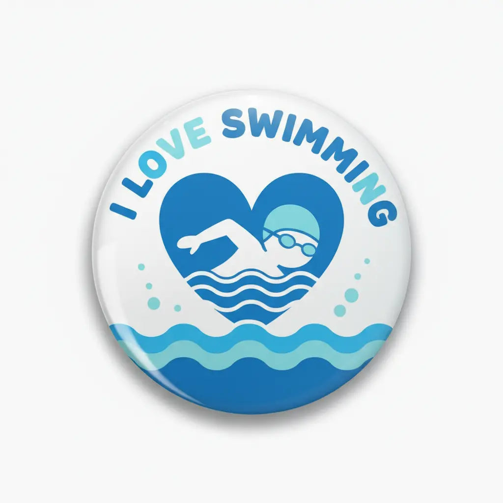 I Love Swimming Pin Button 2.25-inch - mypinbacks.com