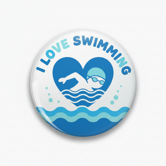 I Love Swimming Pinback 2.25-inch