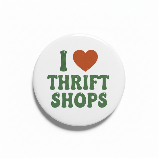 I Love Thrift Shops Pinback 2.25-inch