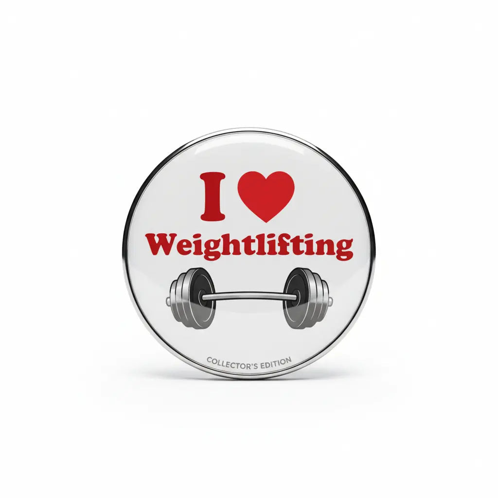 I Love Weightlifting Pin Button 2.25-inch - mypinbacks.com