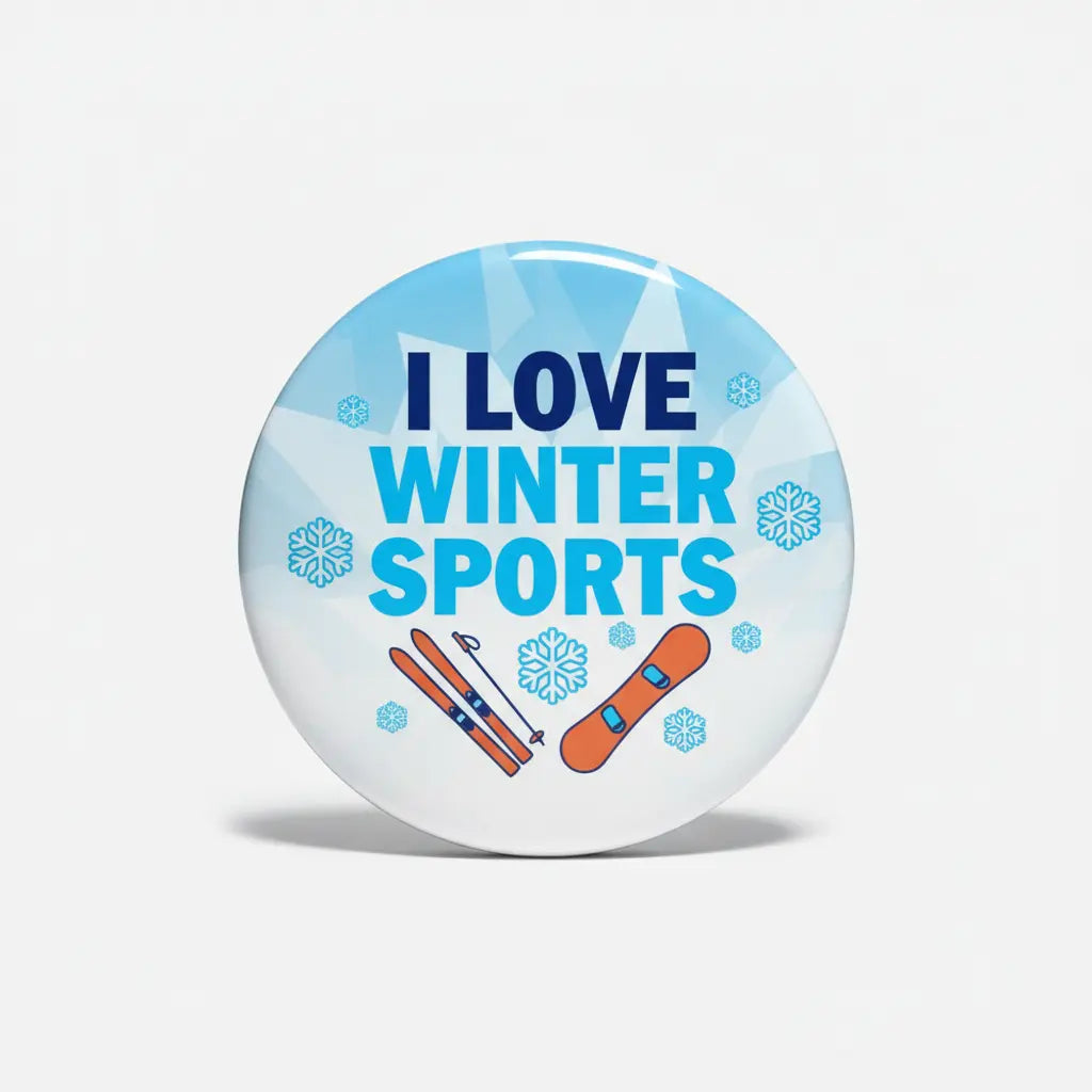 I Love Winter Sports Pin Button 2.25-inch - mypinbacks.com
