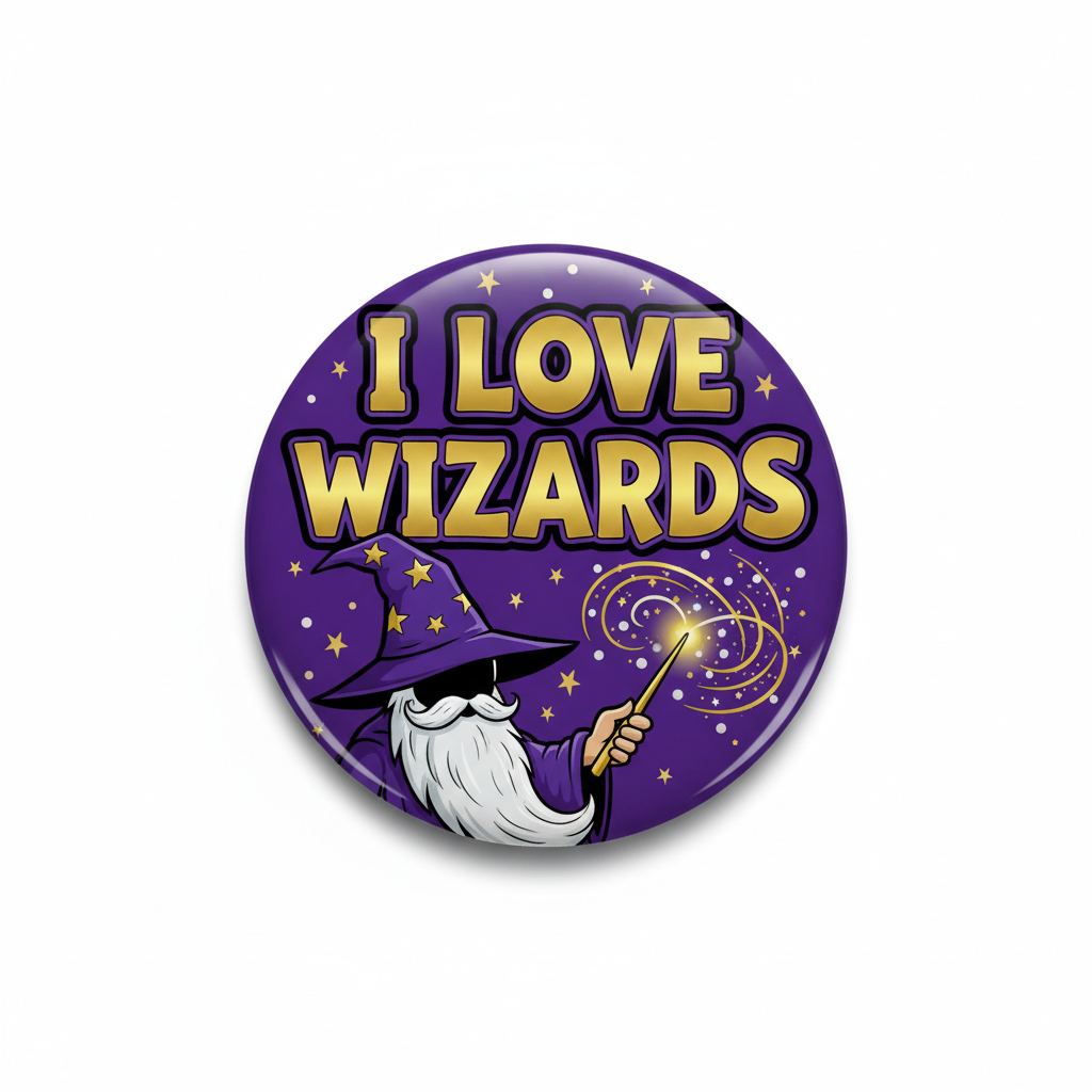 I Love Wizards Pinback 2.25-inch