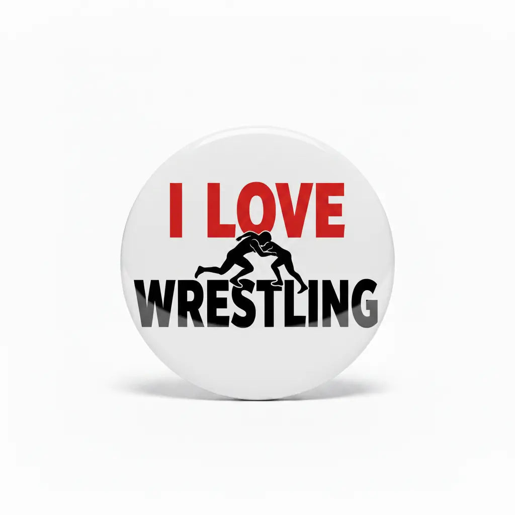 I Love Wrestling Pin Button 2.25-inch - mypinbacks.com