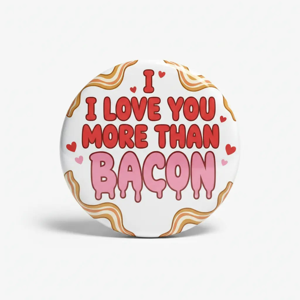 I love you more than Bacon Pinback 2.25-inch Mypinbacks.com