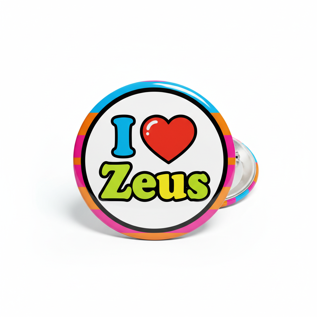 I Love Zeus Button Pinback 2.25-inch