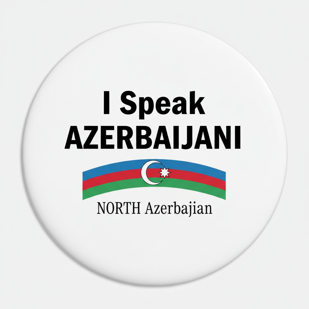 I Speak AZERBAIJANI NORTH Azerbaijan Pinback 2.25-inch