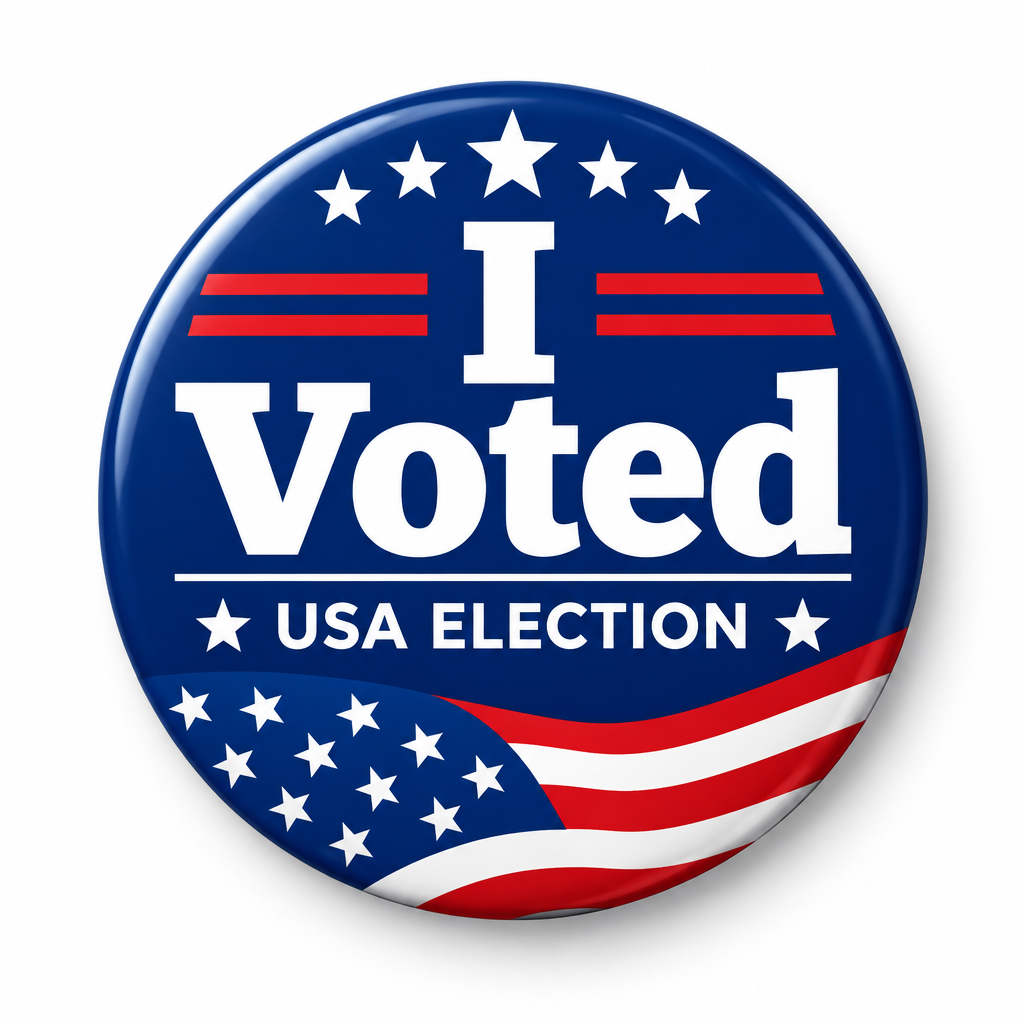 I Voted USA Election Red White Blue Pinback 2.25-inch