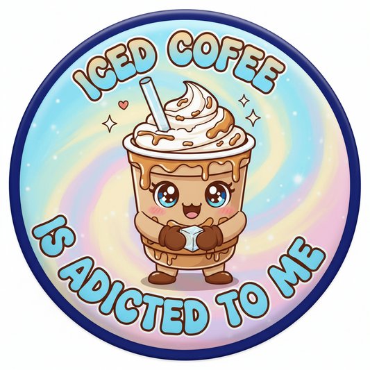 Iced Coffee is Addicted to Me Pinback 2.25-inch
