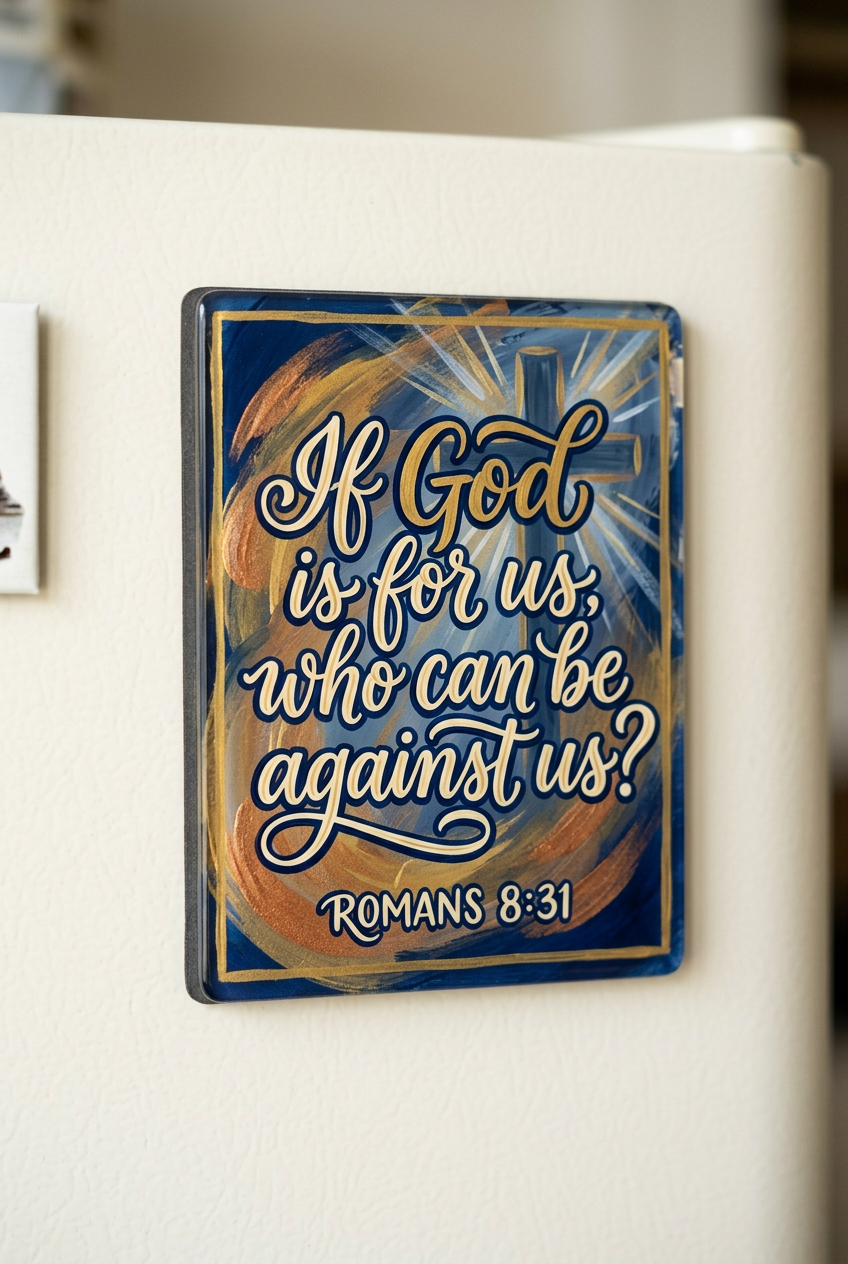 If God is for us who can be against us? Acrylic Fridge Magnetic 3-inch x 4-inch