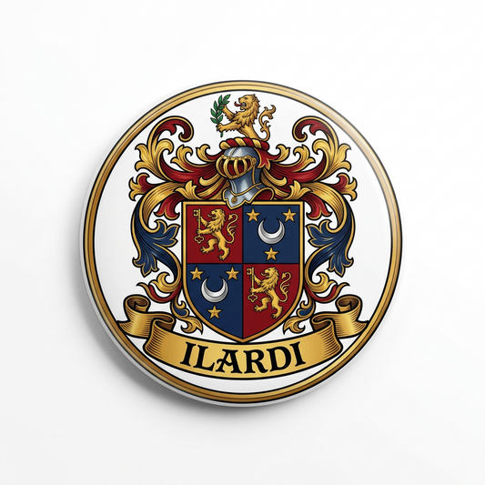 Ilardi Family Crest Coat of Arms Pin Button 3-inch
