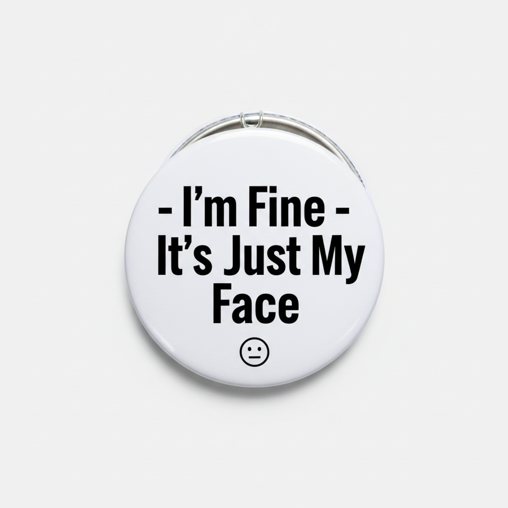 I'm Fine - It's Just My Face Pinback 2.25-inch