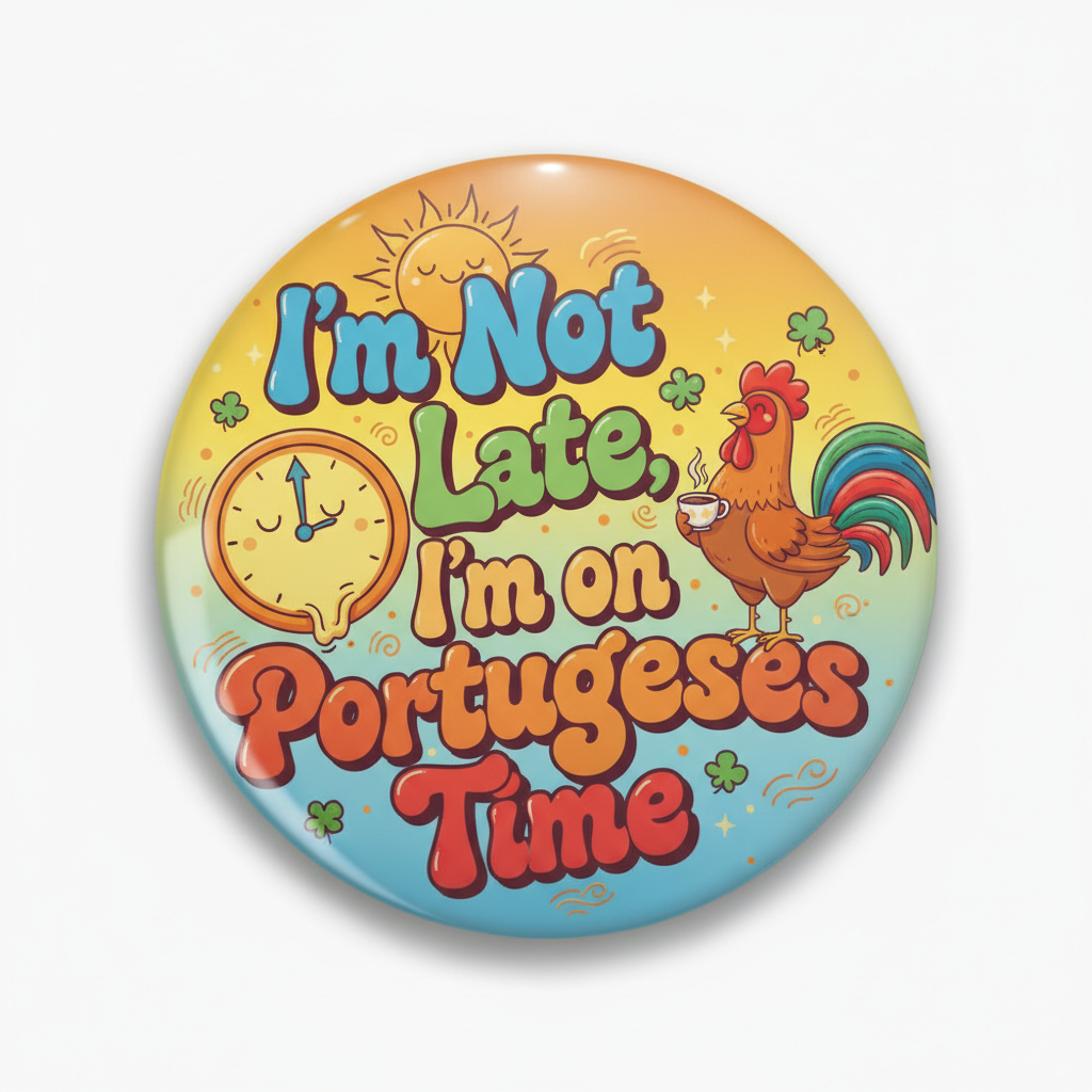 I'm not late I'm on Portuguese Time Pinback 2.25-inch