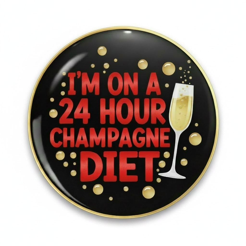 I'M ON A 24 HOUR CHAMPAGNE DIET Pinback 2.25-inch