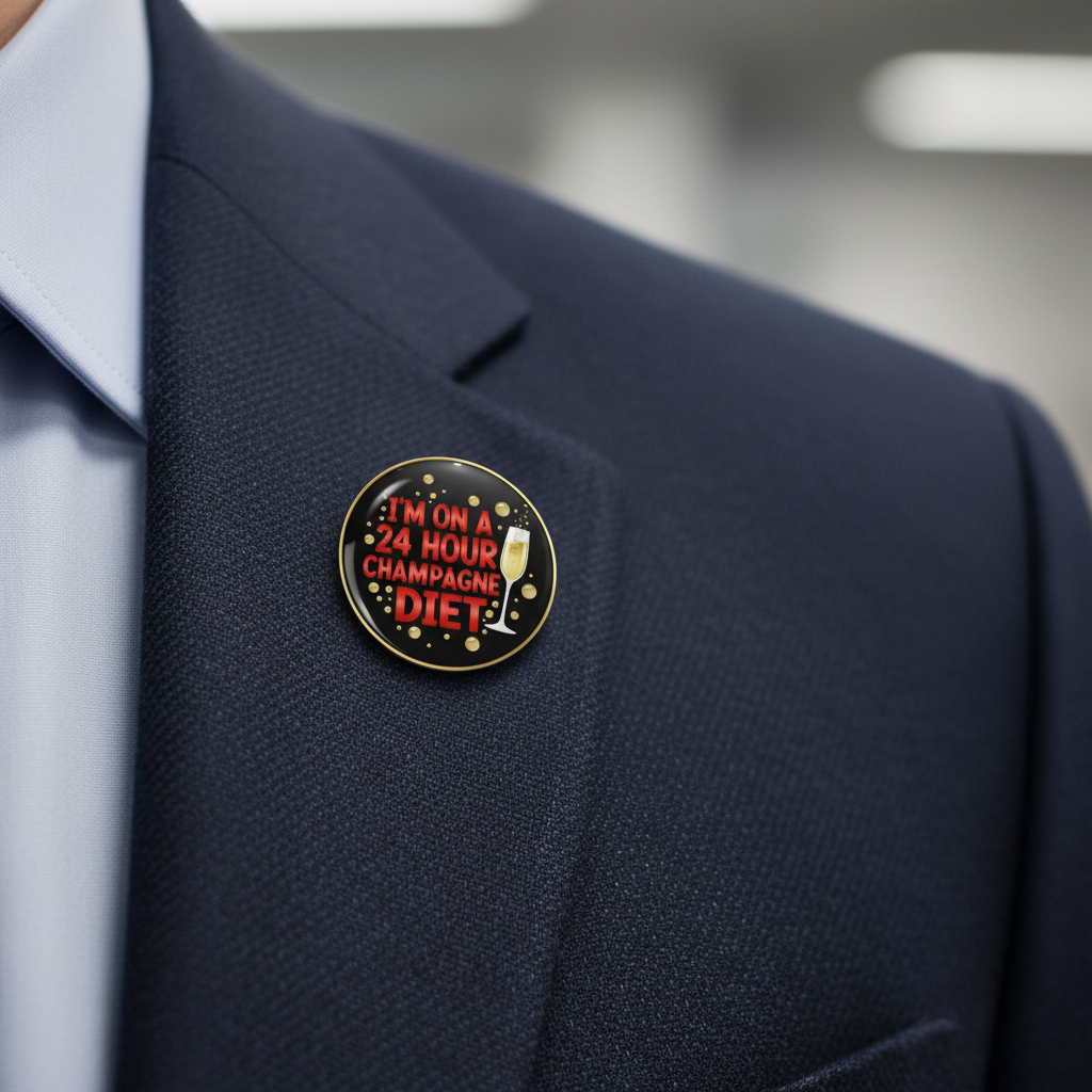I'M ON A 24 HOUR CHAMPAGNE DIET Pinback 2.25-inch