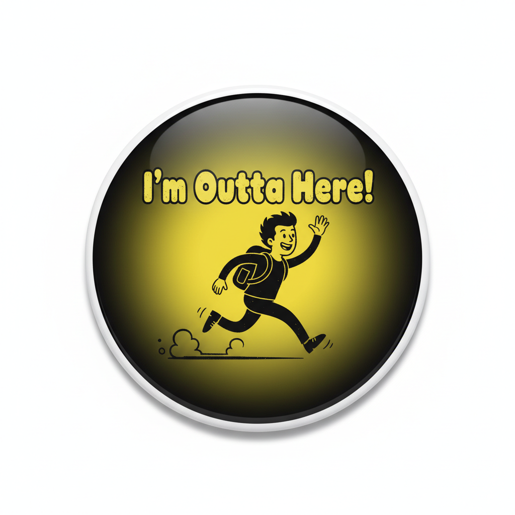 I'm Outta Here Funny Farewell Pinback 2.25-inch