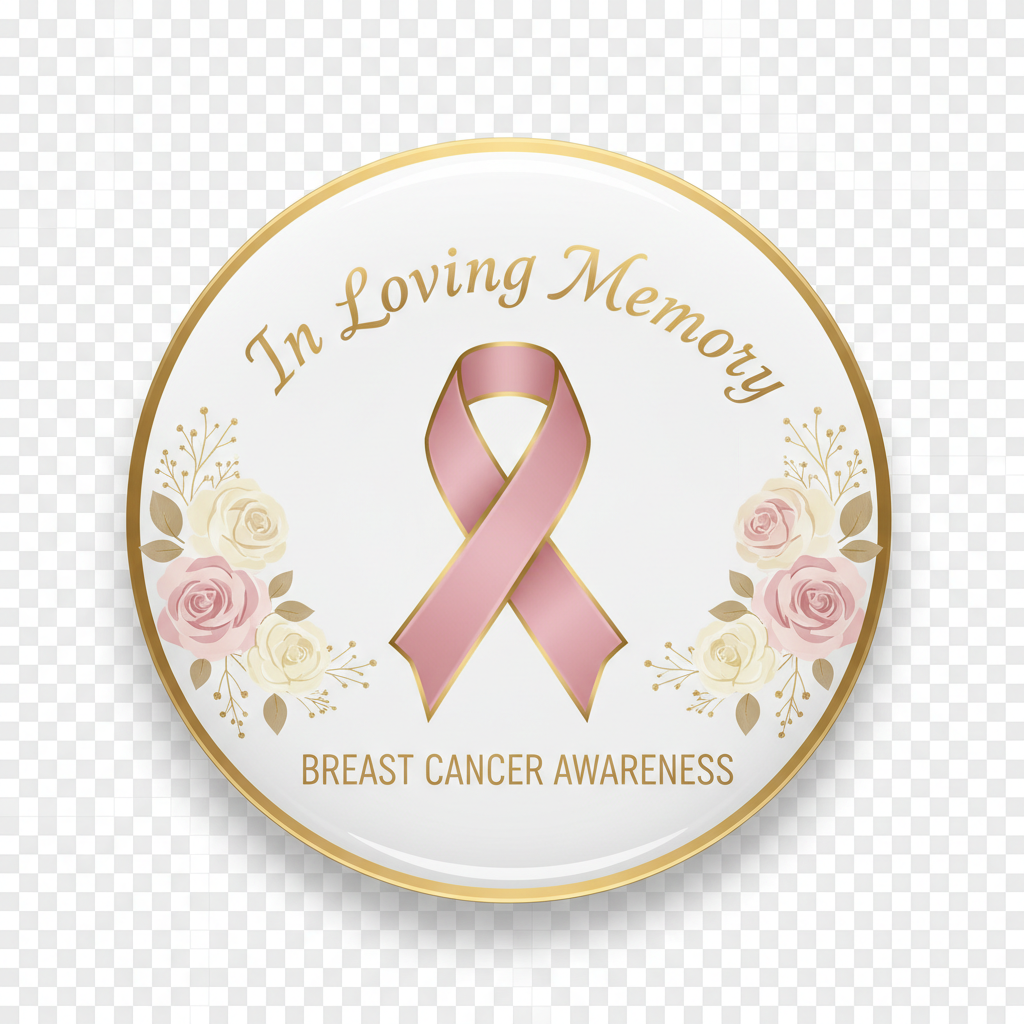 In Loving Memory Breast Cancer Pinback 2.25-inch Mypinbacks.com
