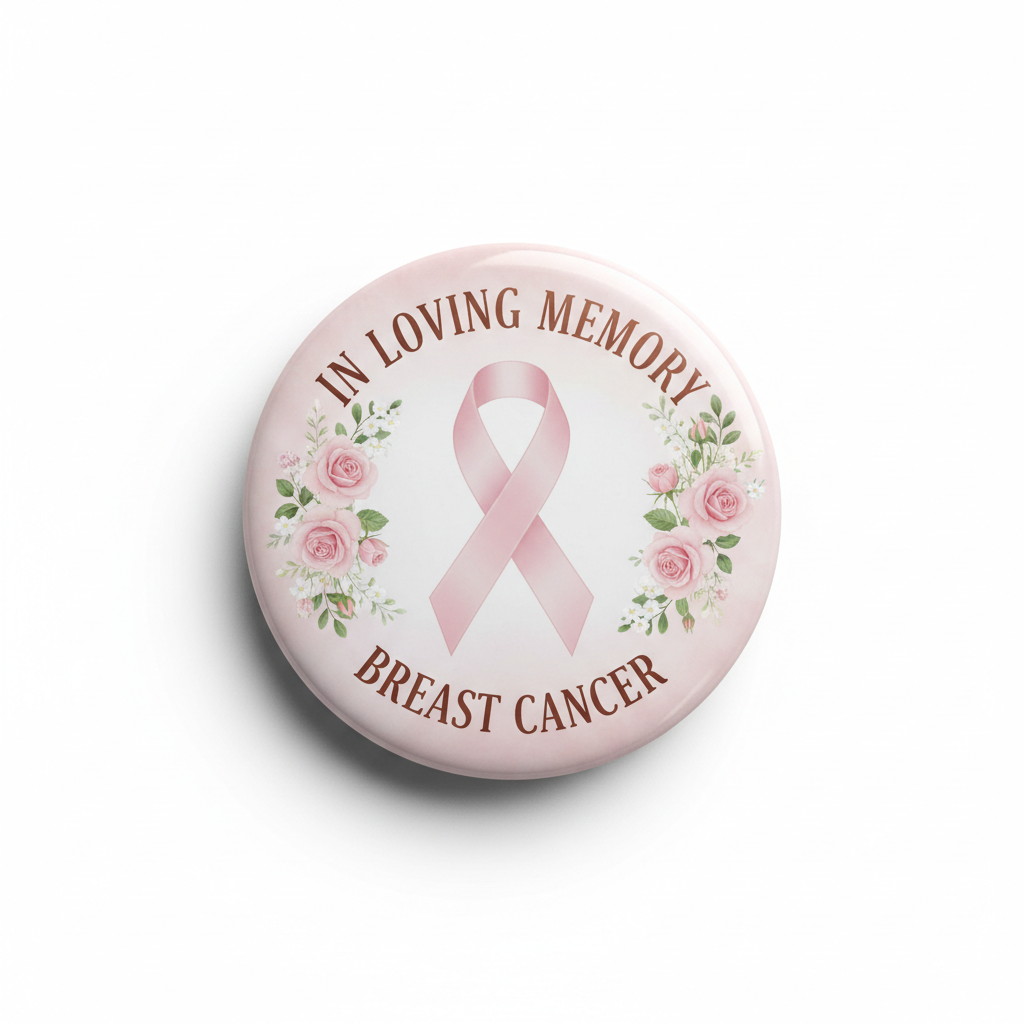 In Loving Memory Breast Cancer Pinback 2.25-inch Mypinbacks.com