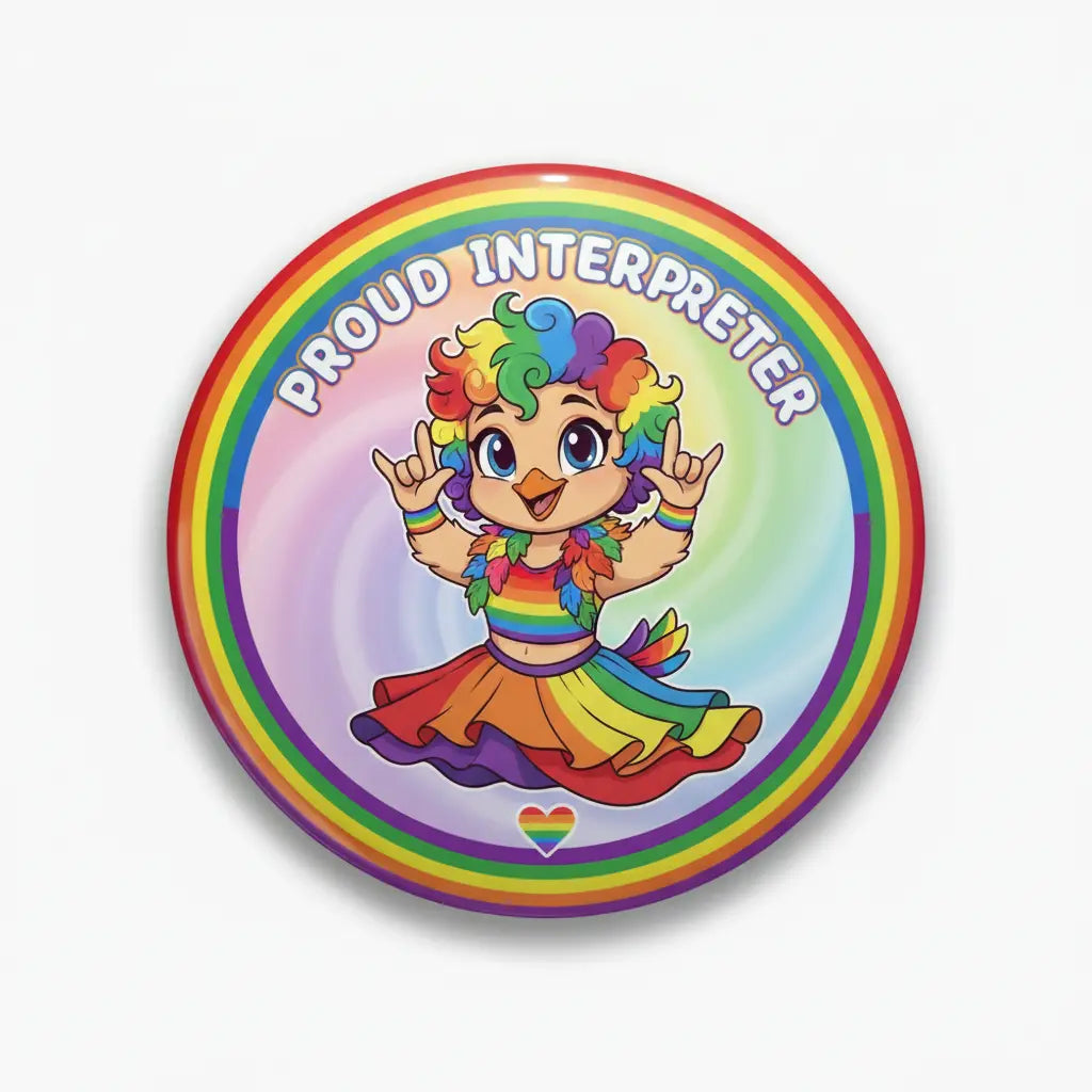 Interpreter Chick Girly Pride Pinback 2.25-inch